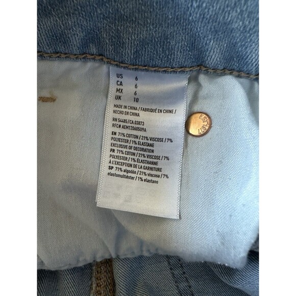 American Eagle Women's 6 Light Wash Hi-Rise Shortie Shorts Denim 4" Inseam - Picture 5 of 5